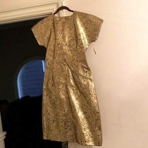 Gold brocade leather dress